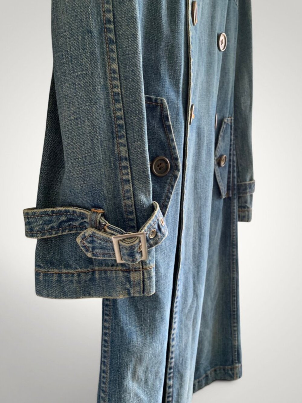 Junya Watanabe Comme De Garcons Denim Trench Coat, Size Small - Picture 12 of 13